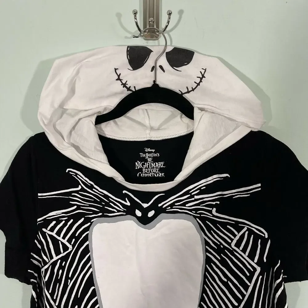 Disney Nightmare Before Christmas Jack Skeleton Tuxedo Hooded T-Shirt Size L